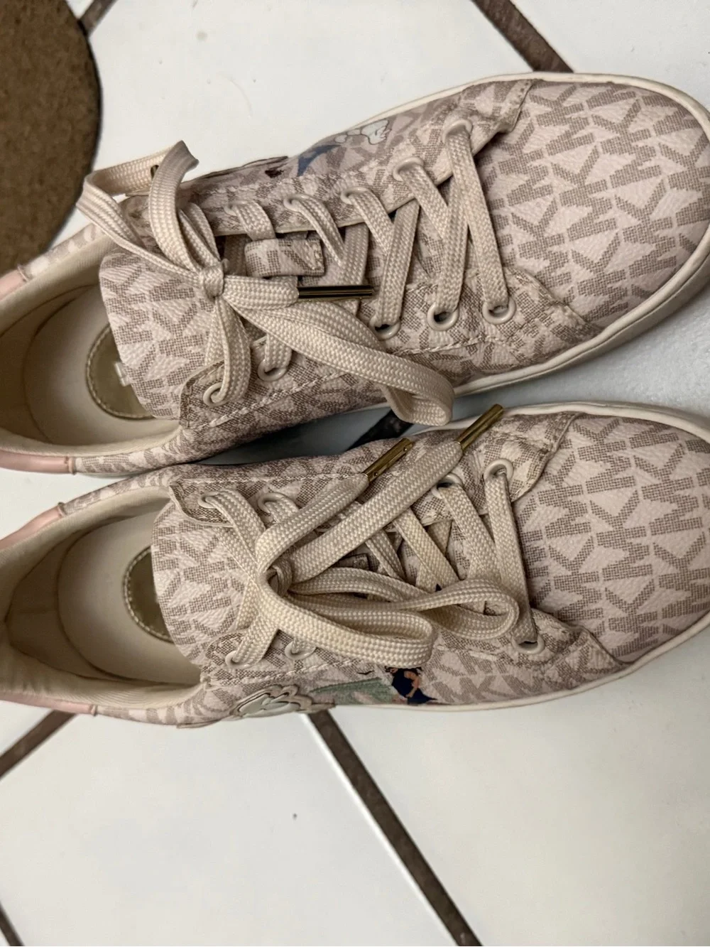 Michael Kors Blush Pink Logo Low-Top Sneakers with Rose Gold Stripe